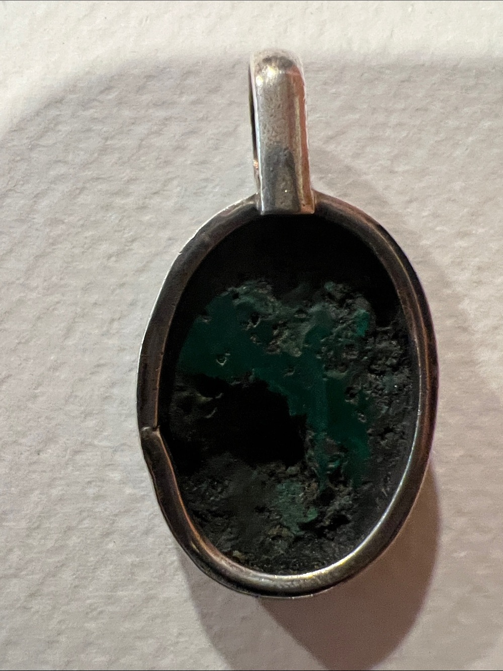 Sterling Silver Green Oval Stone Pendant - Women Jewelry - Picture 3 of 4